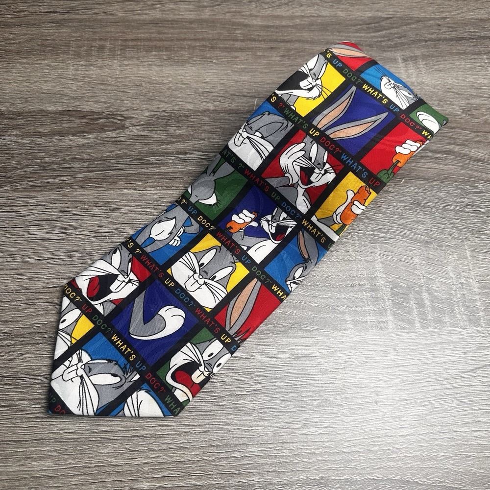 VTG 1995 Looney Tunes Squad Tie Balancine Hot Cakes Warner Bros Bugs Bunny